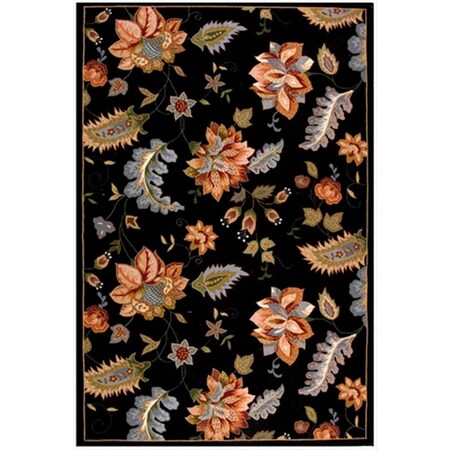 Safavieh 4 ft. x 4 ft. Round- Country and Floral Chelsea Black Hand Hooked Rug HK306B-4R